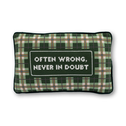 Often Wrong Needlepoint Pillow