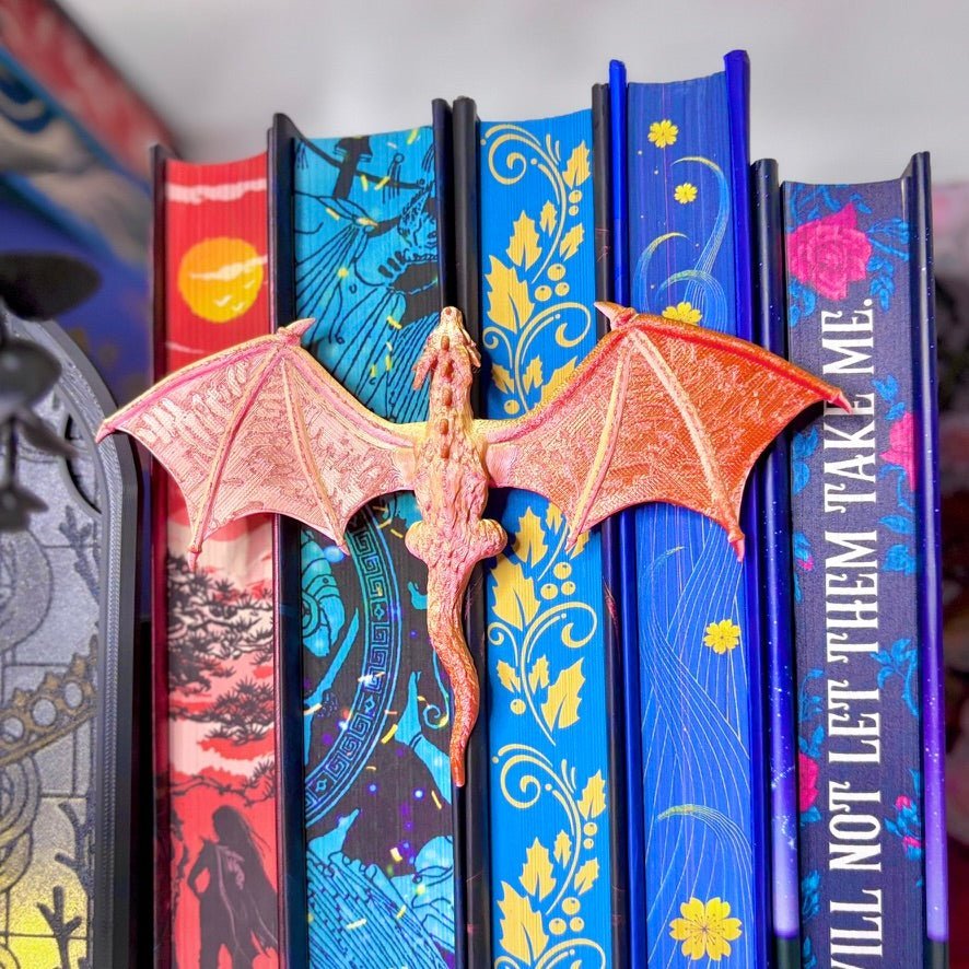 3d Printed Dragon Book Spine Hugger Bookshelf Decor - Starry Skies Austin