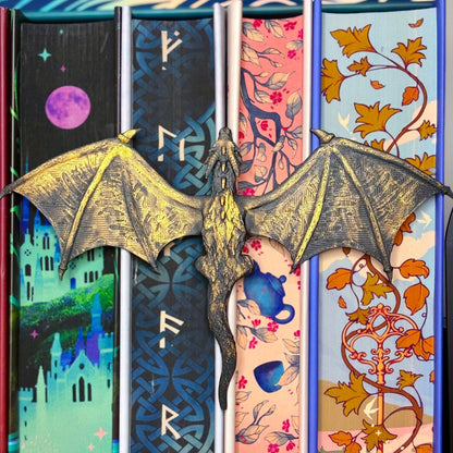 3d Printed Dragon Book Spine Hugger Bookshelf Decor - Starry Skies Austin