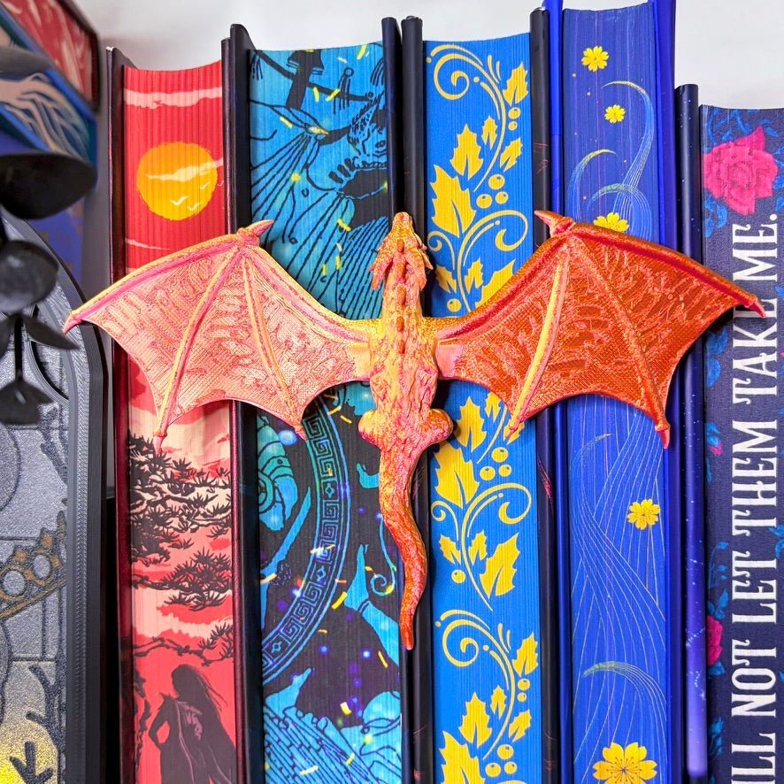 3d Printed Dragon Book Spine Hugger Bookshelf Decor - Starry Skies Austin