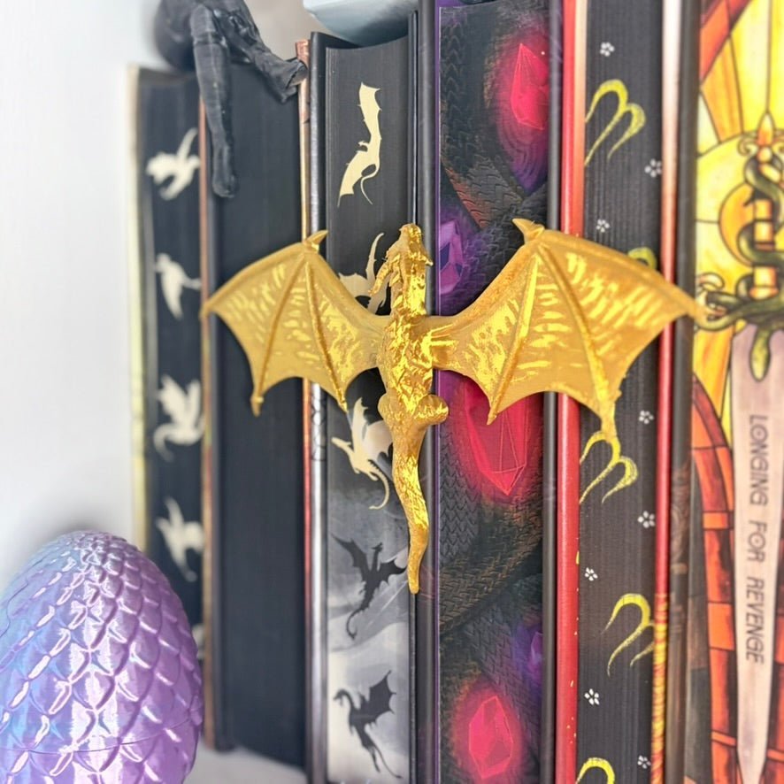 3d Printed Dragon Book Spine Hugger Bookshelf Decor - Starry Skies Austin