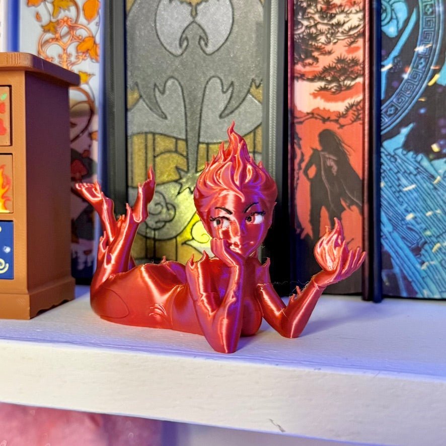 3d Printed Fire Sprite Bookshelf Decor - Starry Skies Austin