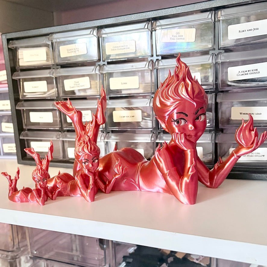 3d Printed Fire Sprite Bookshelf Decor - Starry Skies Austin