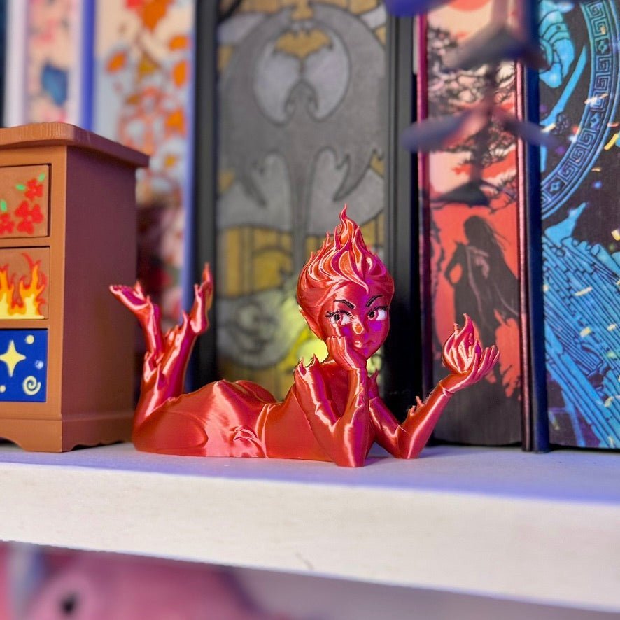 3d Printed Fire Sprite Bookshelf Decor - Starry Skies Austin