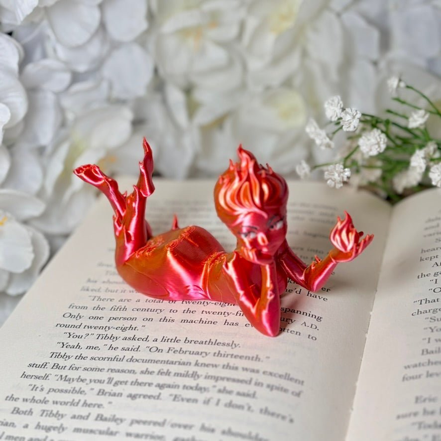 3d Printed Fire Sprite Bookshelf Decor - Starry Skies Austin