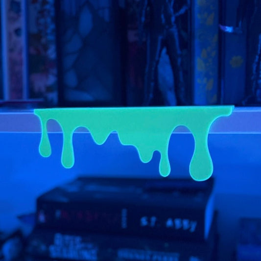 3d Printed Glow-in-the-Dark Green Bookshelf Drips Decor - Starry Skies Austin
