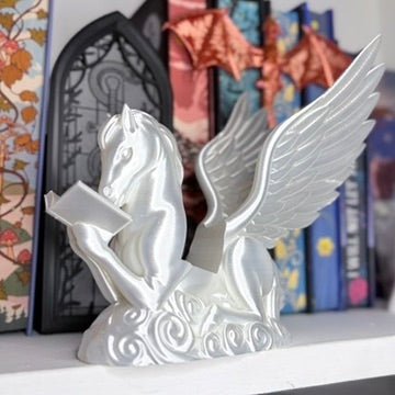 3D Printed Pegasus Silk White Kindle Holder | Small Book Stand | Book Lover Accessory | Reading Display Stand - Starry Skies Austin