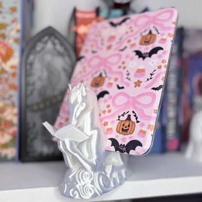 3D Printed Pegasus Silk White Kindle Holder | Small Book Stand | Book Lover Accessory | Reading Display Stand - Starry Skies Austin