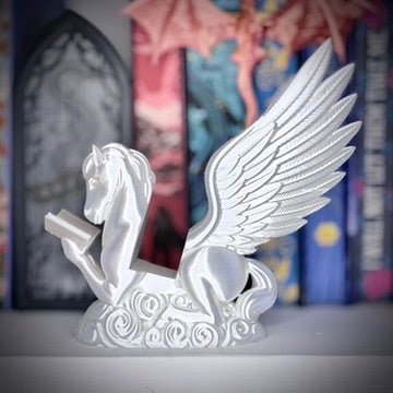 3D Printed Pegasus Silk White Kindle Holder | Small Book Stand | Book Lover Accessory | Reading Display Stand - Starry Skies Austin