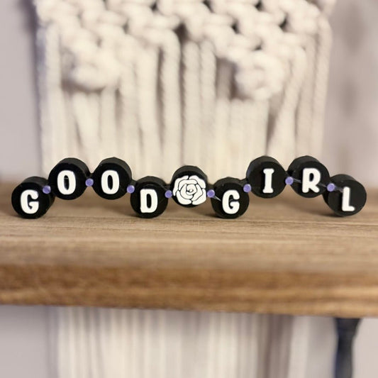3d Printed Shelf Friendship Bracelet Sign - "Good Girl" - Starry Skies Austin