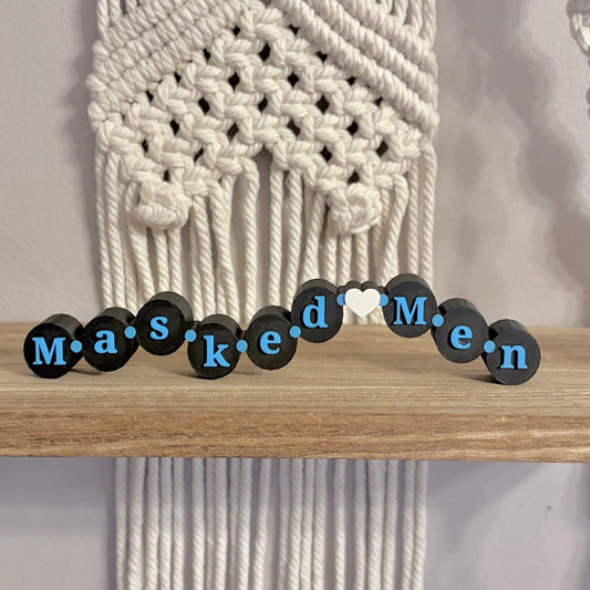 3d Printed Shelf Friendship Bracelet Sign - "Masked Men" - Starry Skies Austin