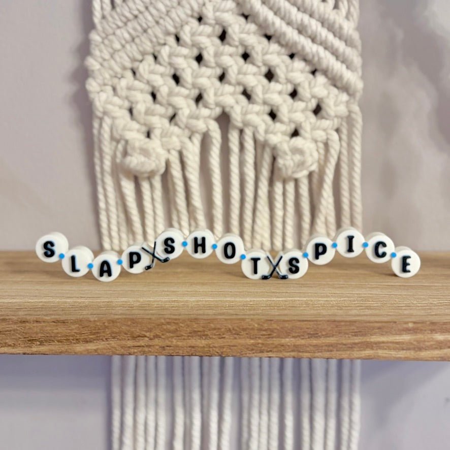 3d Printed Shelf Friendship Bracelet Sign - "Slap Shot Spice" - Starry Skies Austin