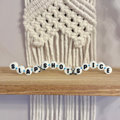 3d Printed Shelf Friendship Bracelet Sign - "Slap Shot Spice" - Starry Skies Austin