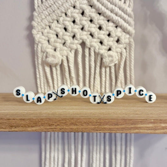 3d Printed Shelf Friendship Bracelet Sign - "Slap Shot Spice" - Starry Skies Austin