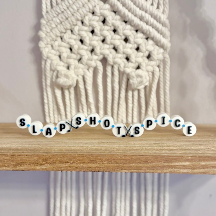 3d Printed Shelf Friendship Bracelet Sign - "Slap Shot Spice" - Starry Skies Austin