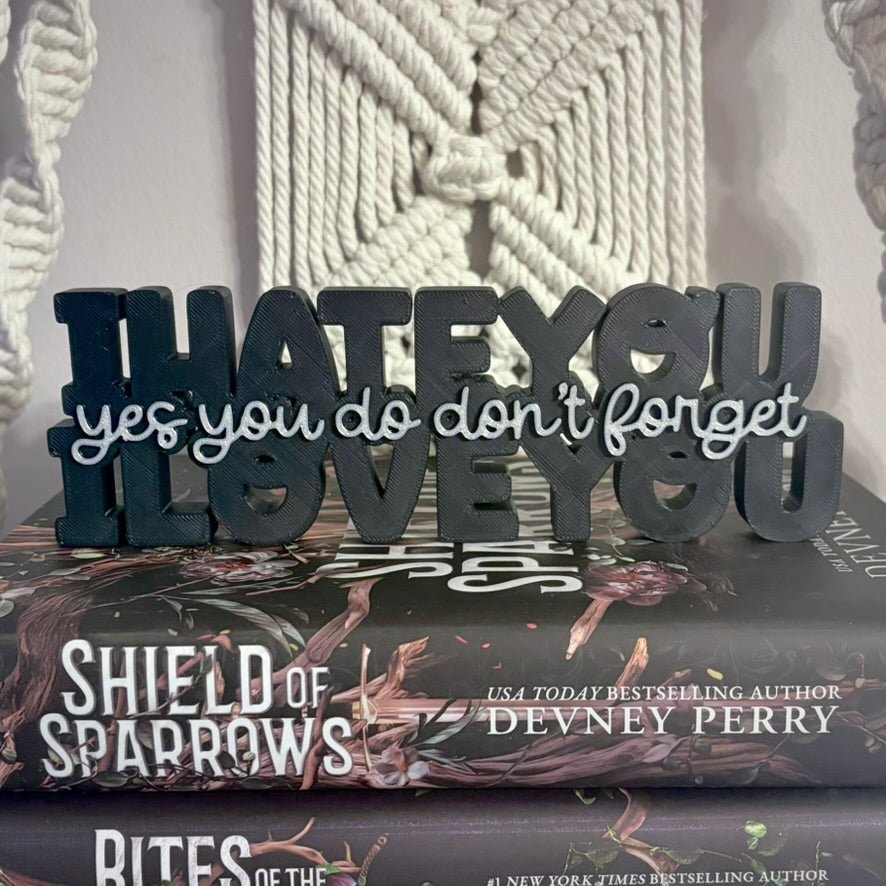 3d Printed Shelf Sign - "I Hate You, I Love You" - Starry Skies Austin