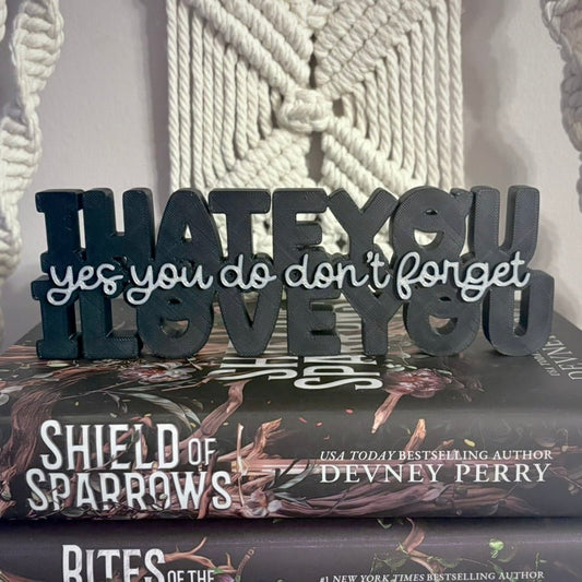 3d Printed Shelf Sign - "I Hate You, I Love You" - Starry Skies Austin
