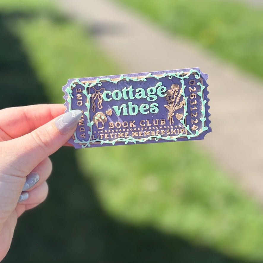 3d Printed Shelf Trope Ticket - Cottage Vibes Book Club - Starry Skies Austin