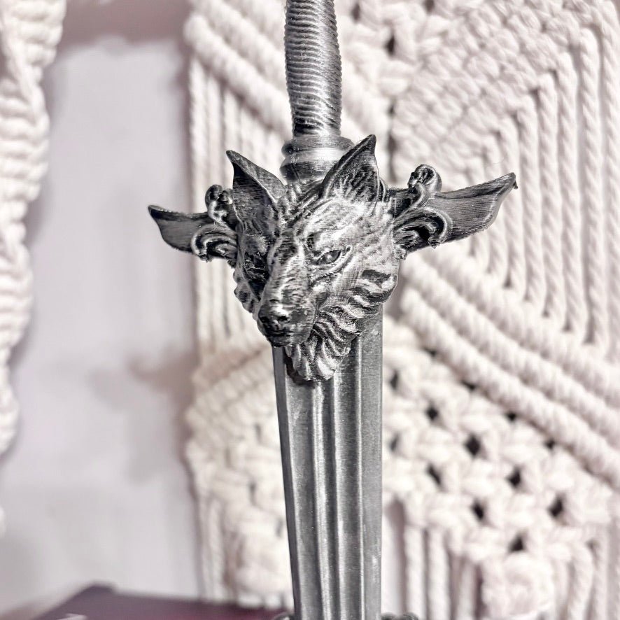 3d Printed Wolf Sword Bookshelf Decor - Starry Skies Austin