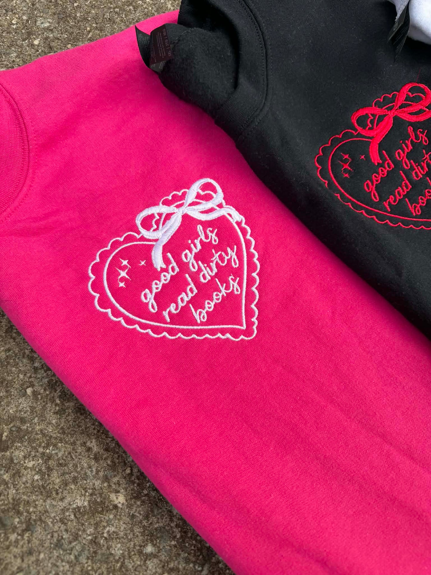 Good Girls Read Dirty Books Embroidered Sweatshirt