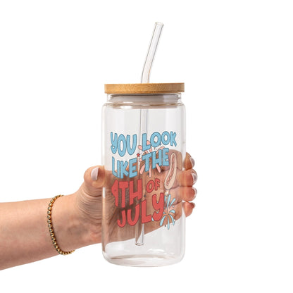 4th Of July Glass Cup, Mug & Tumbler with Lid and Straw - Starry Skies Austin