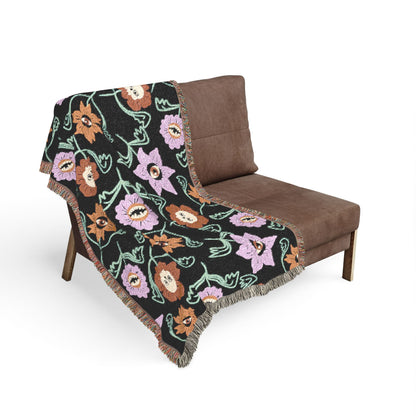 Gothic Floral Woven Blanket