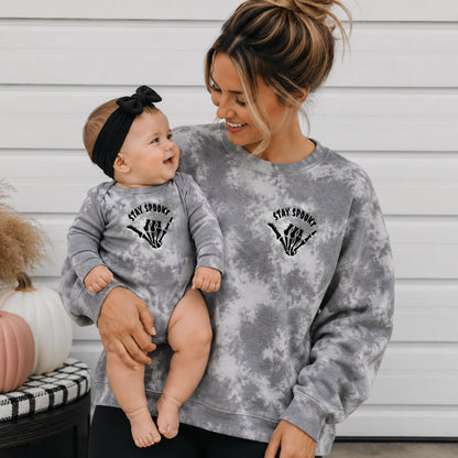 Stay Spooky Tie Dye Embroidered Matching Sweatshirts for Halloween