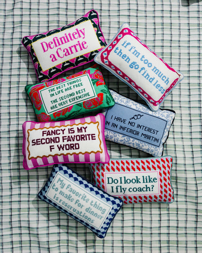 Go Find Less Needlepoint Pillow