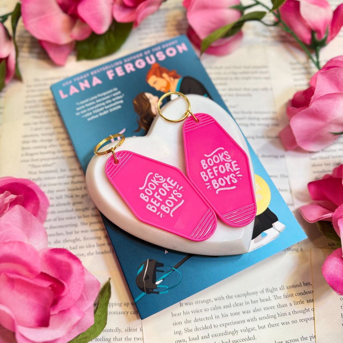 Books Before Boys Retro Motel Keychain