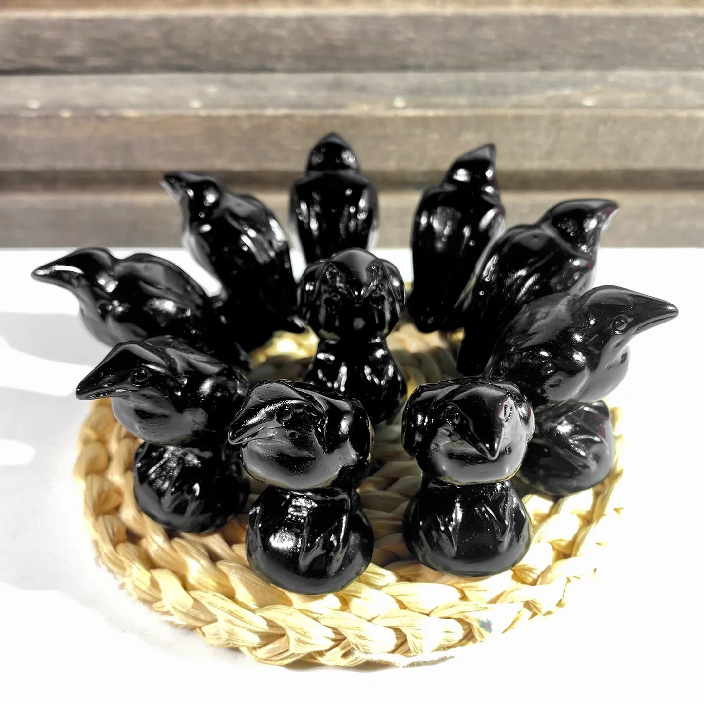 Obsidian Raven Statue