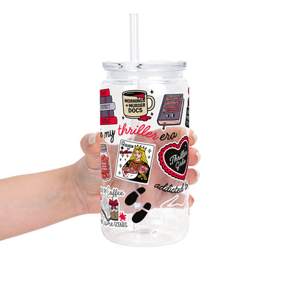 Thriller True Crime Glass Cup, Mug & Tumbler with Lid and Straw