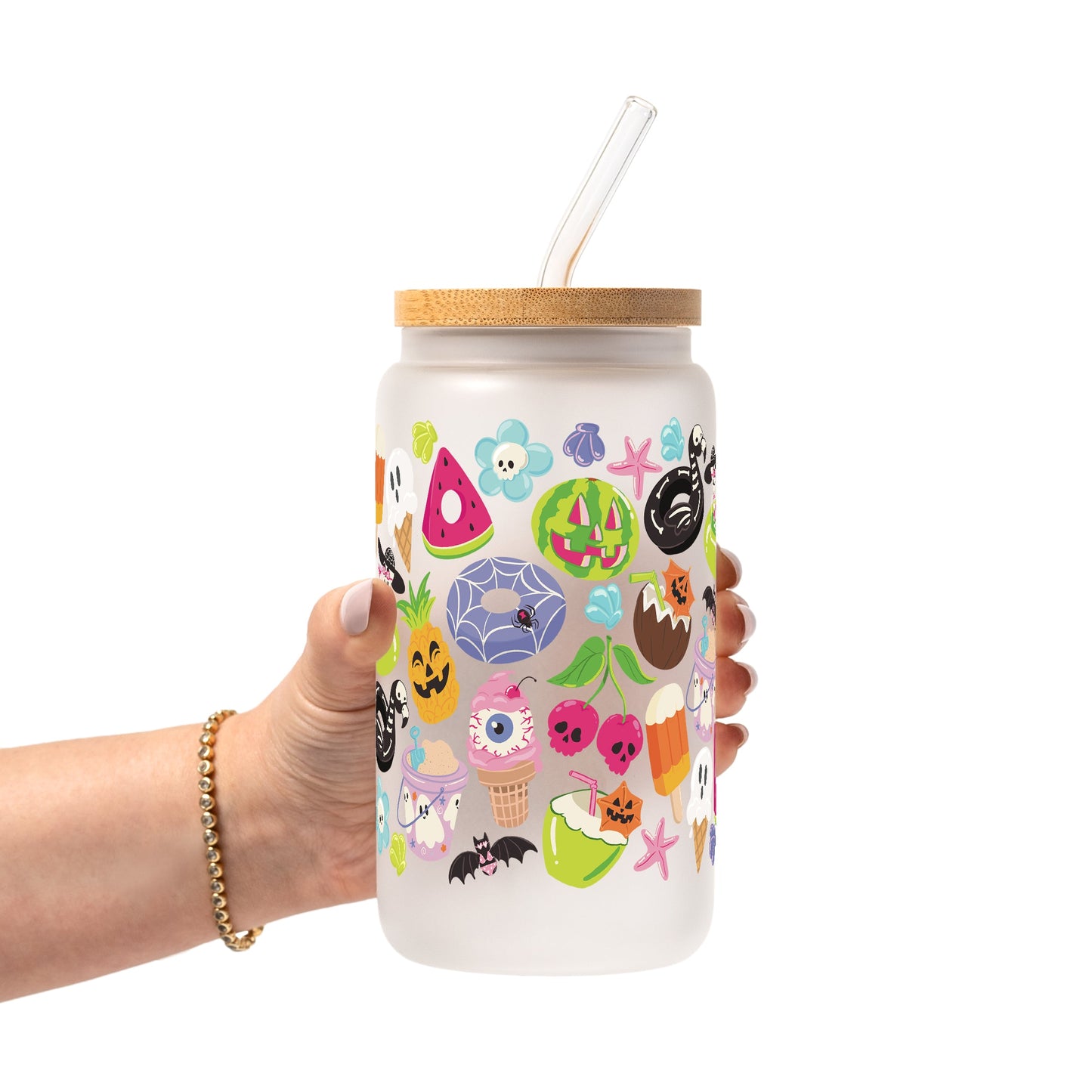 Summerween Glass Cup, Mug & Tumbler with Lid and Straw