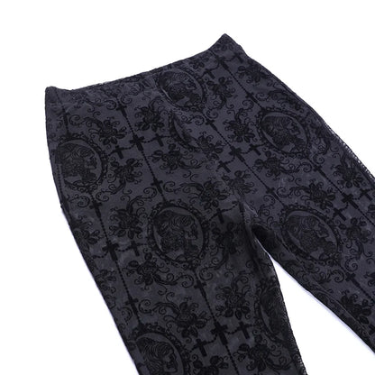 Lace High Waist Flare Pants