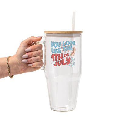 4th Of July Glass Cup, Mug & Tumbler with Lid and Straw