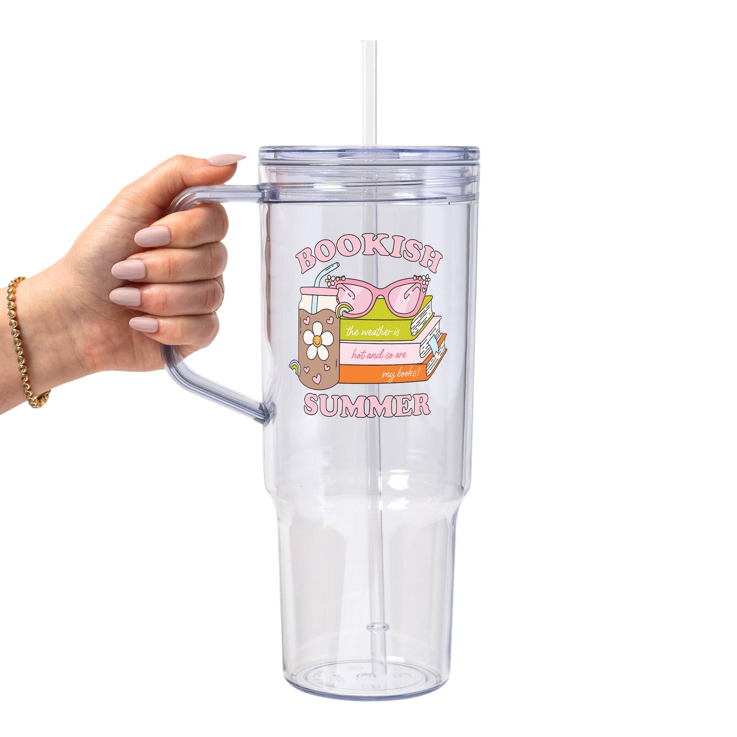 Bookish Summer Glass Cup, Mug & Tumbler with Lid and Straw