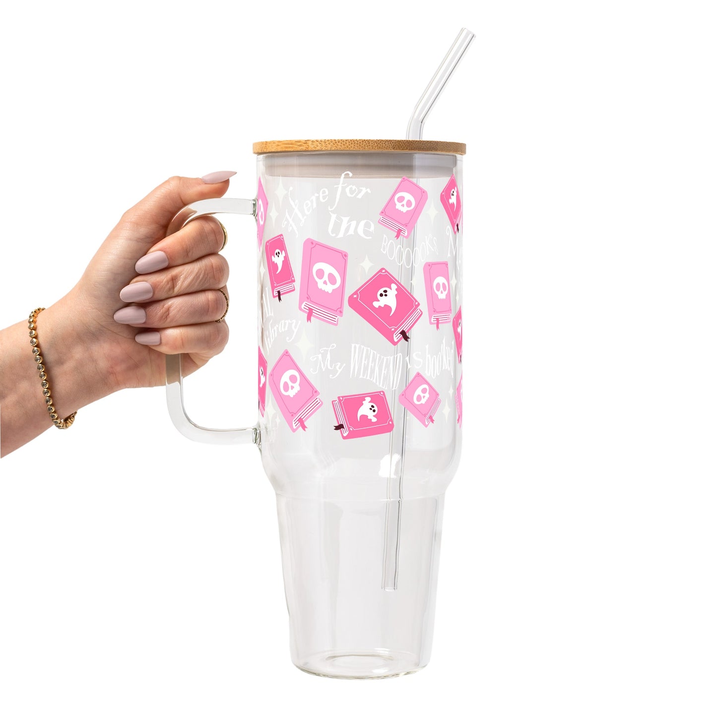 Boo-Kish Halloween Glass Cup, Mug & Tumbler with Lid and Straw