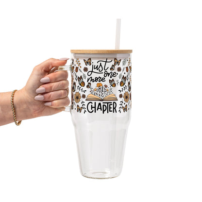 Just One More Chapter Glass Cup, Mug & Tumbler with Lid and Straw