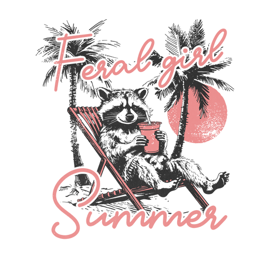 Feral Girl Summer Raccoon Glass Cup, Mug & Tumbler with Lid and Straw