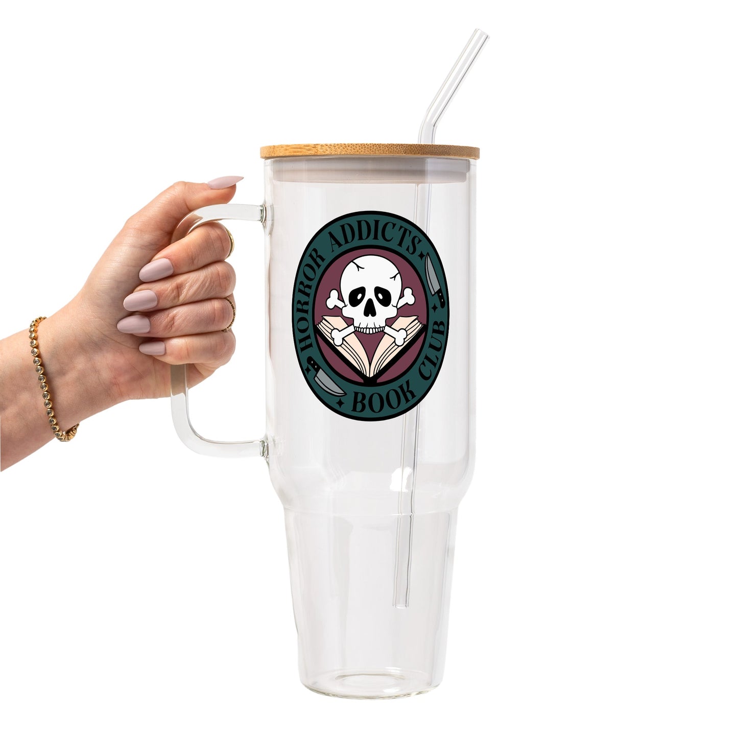 Bookish Reader Glass Cup, Mug & Tumbler with Lid and Straw