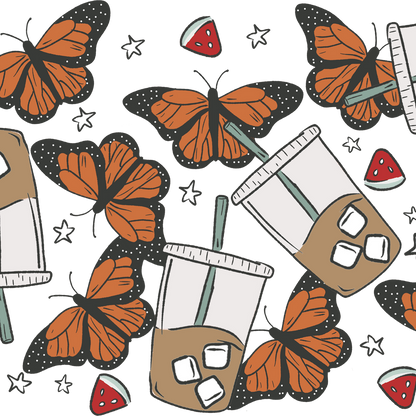 Spring Butterfly Aesthetic Glass Cup, Mug & Tumbler with Lid and Straw