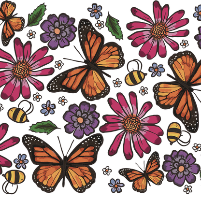 Butterfly Garden Glass Cup, Mug & Tumbler with Lid and Straw
