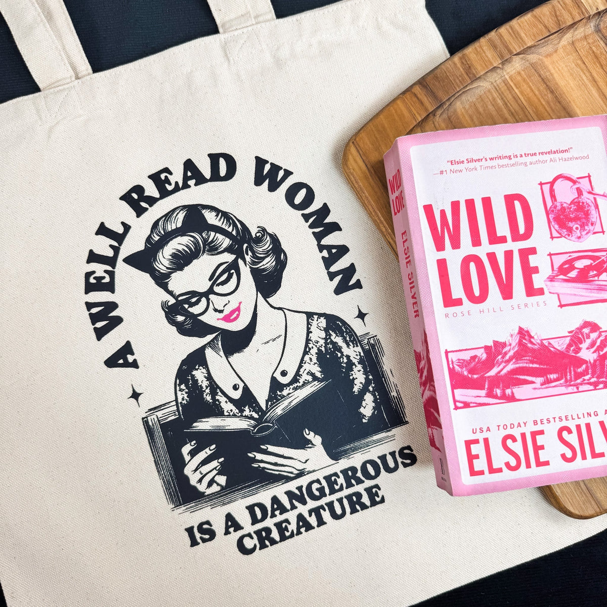 A Well Read Woman Is a Dangerous Creature Canvas Tote Bag - Starry Skies Austin