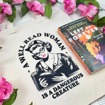 A Well Read Woman Is a Dangerous Creature Canvas Tote Bag - Starry Skies Austin