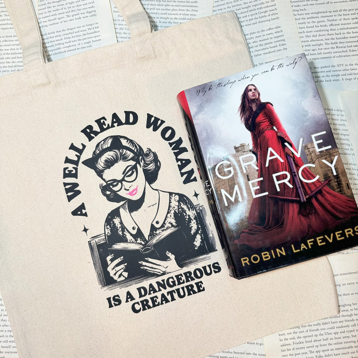 A Well Read Woman Is a Dangerous Creature Canvas Tote Bag - Starry Skies Austin