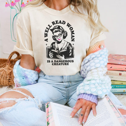 A Well Read Woman Is A Dangerous Creature Heavyweight Comfort Colors Shirt - Starry Skies Austin