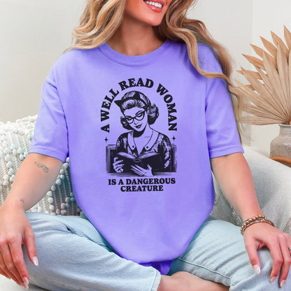 A Well Read Woman Is A Dangerous Creature Heavyweight Comfort Colors Shirt - Starry Skies Austin