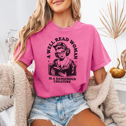 A Well Read Woman Is A Dangerous Creature Heavyweight Comfort Colors Shirt - Starry Skies Austin