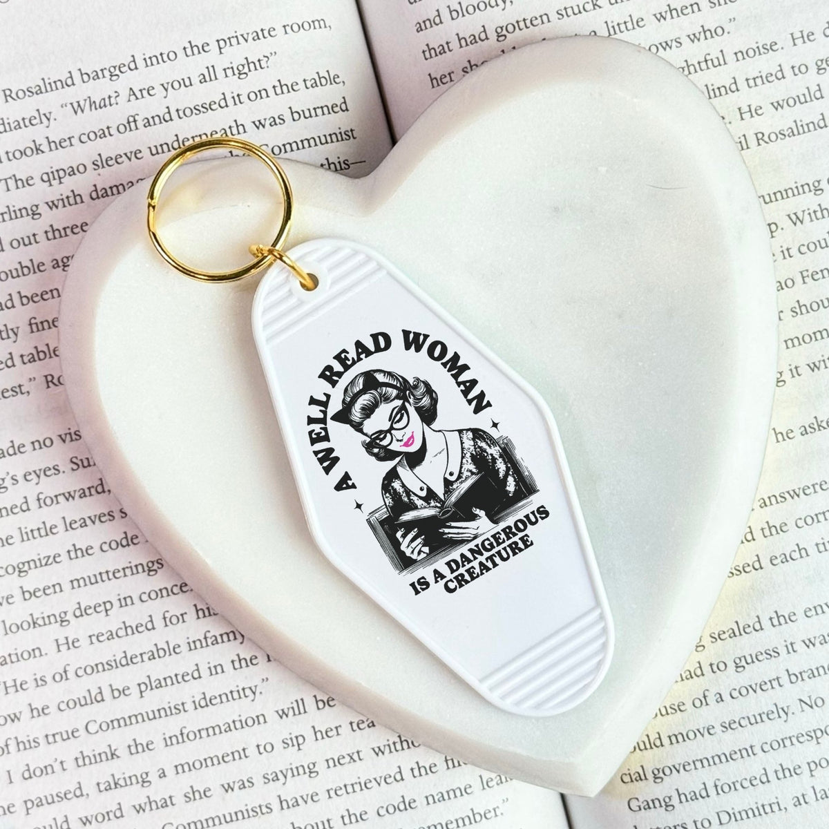 A Well Read Woman Is A Dangerous Creature Motel Keychain - Starry Skies Austin