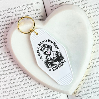A Well Read Woman Is A Dangerous Creature Motel Keychain - Starry Skies Austin