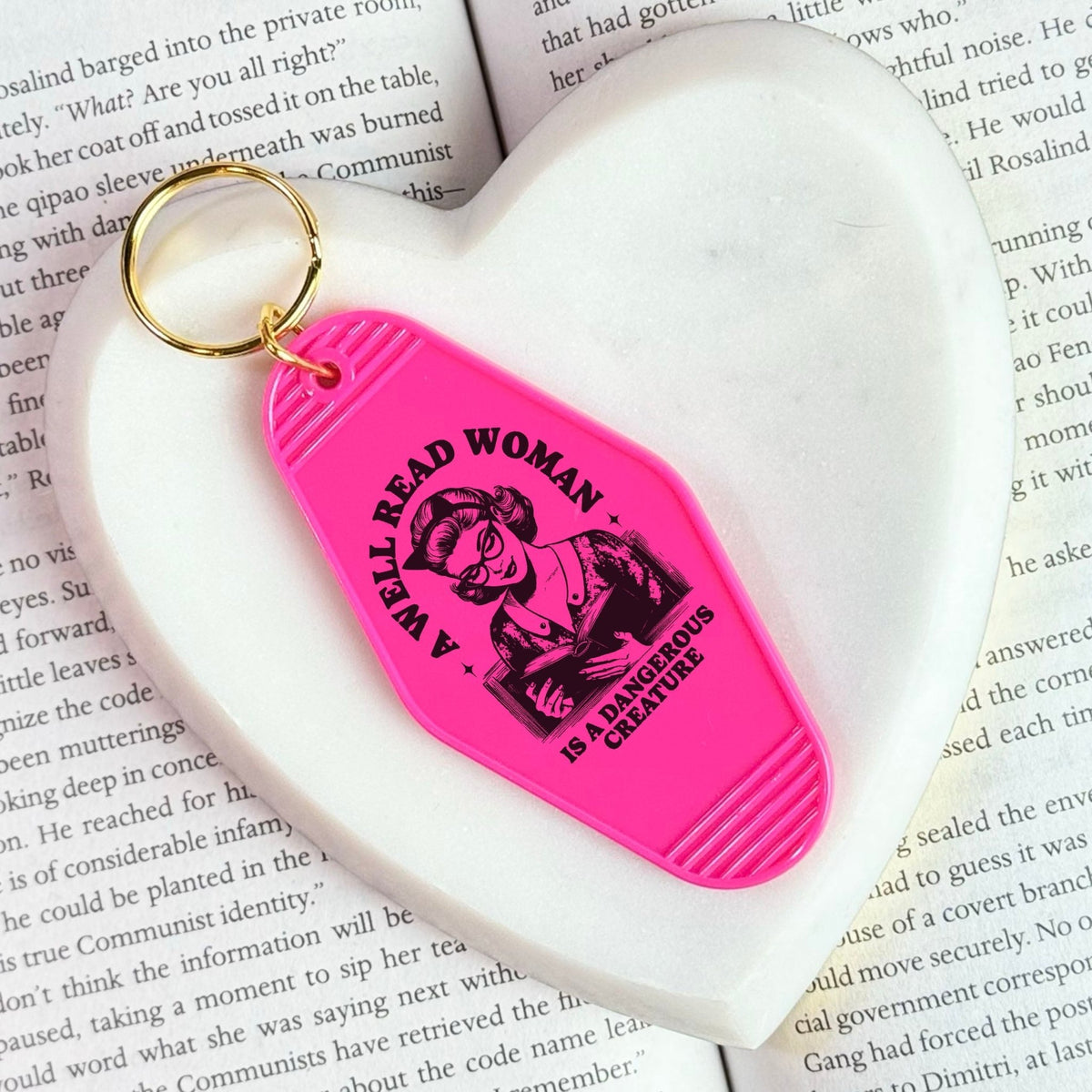 A Well Read Woman Is A Dangerous Creature Motel Keychain - Starry Skies Austin